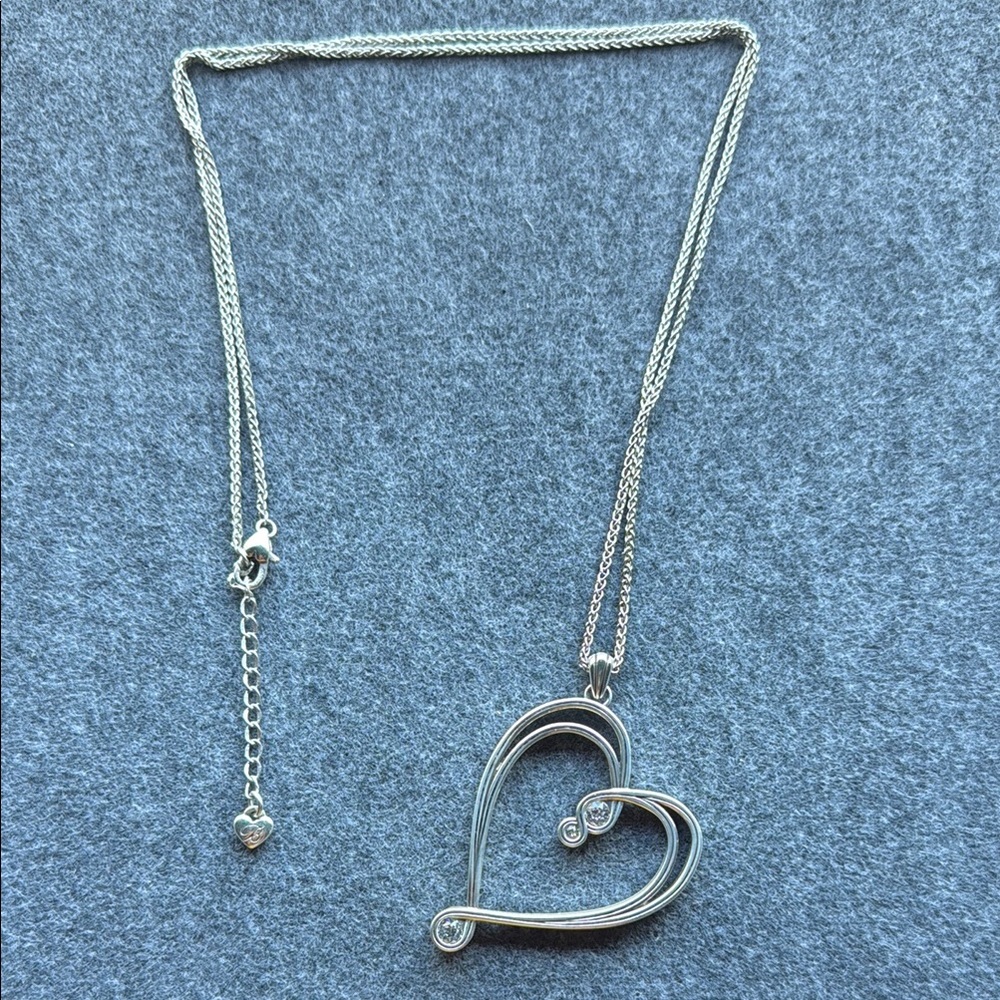 Brighton Silver Minimalist Heart Necklace with Adjustable Chain
